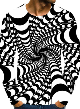 3D Effect Printed Crew Neck Long Sleeves63D 效果印花圆领长袖