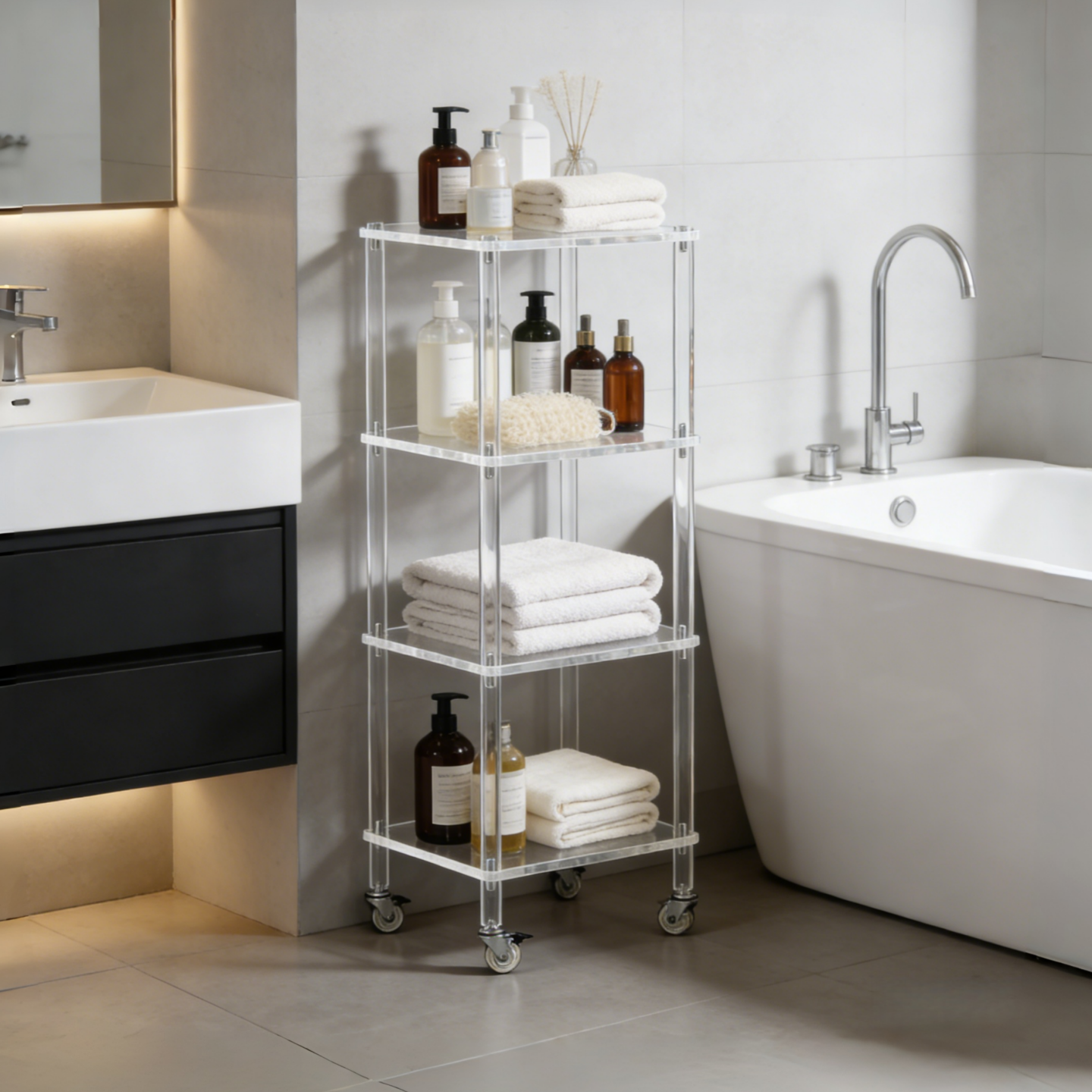 透明亚克力移动边几带轮多层置物架客厅小推车极简储物架,住宅家具,移动边几/推车,淘宝优惠券,粉丝福利购,淘宝优惠卷