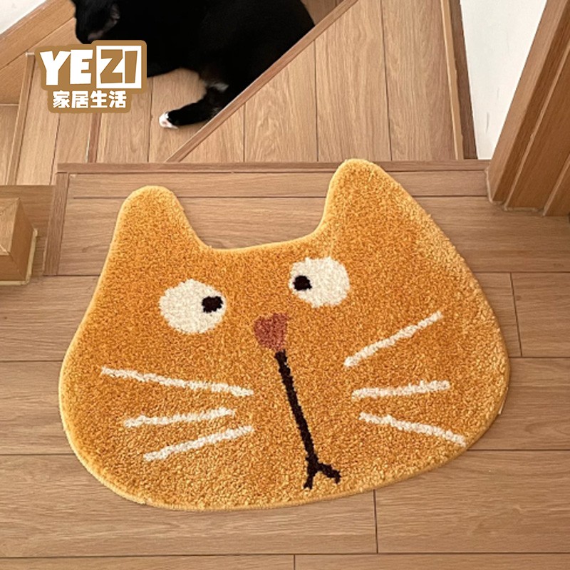 野子卧室浴室客厅卡通猫咪植绒垫