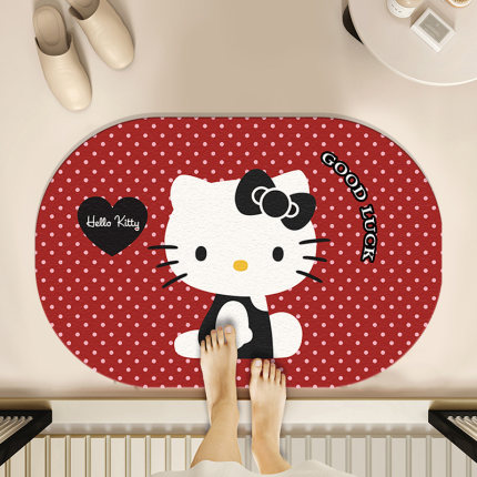hellokitty卡通浴室地垫硅藻泥防滑家用卫生间门口吸水地毯脚垫子