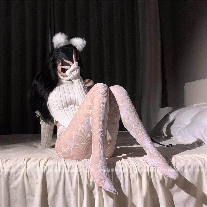 喵：情网暴击*欧美辣妹蕾丝薄款丝袜迷人显腿长女黑丝渔网裤袜