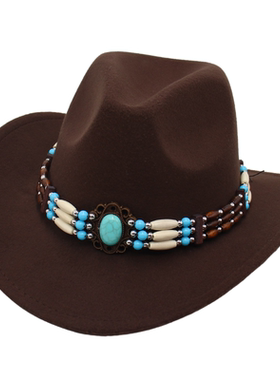 藏式西部牛仔礼帽度假旅游民族风旅游遮阳帽演出男女爵士帽子