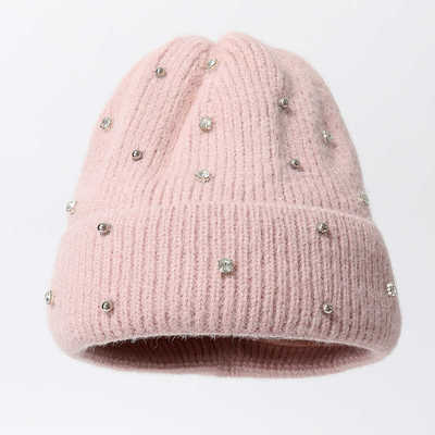 毛线帽保暖加厚水钻手工甜美秋冬