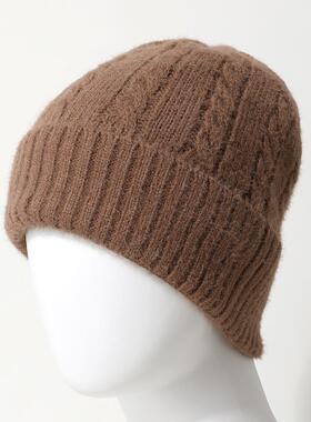 包头翻边纯色产后保暖帽百搭柔软亲肤防寒针织毛线帽防寒圆顶冷帽