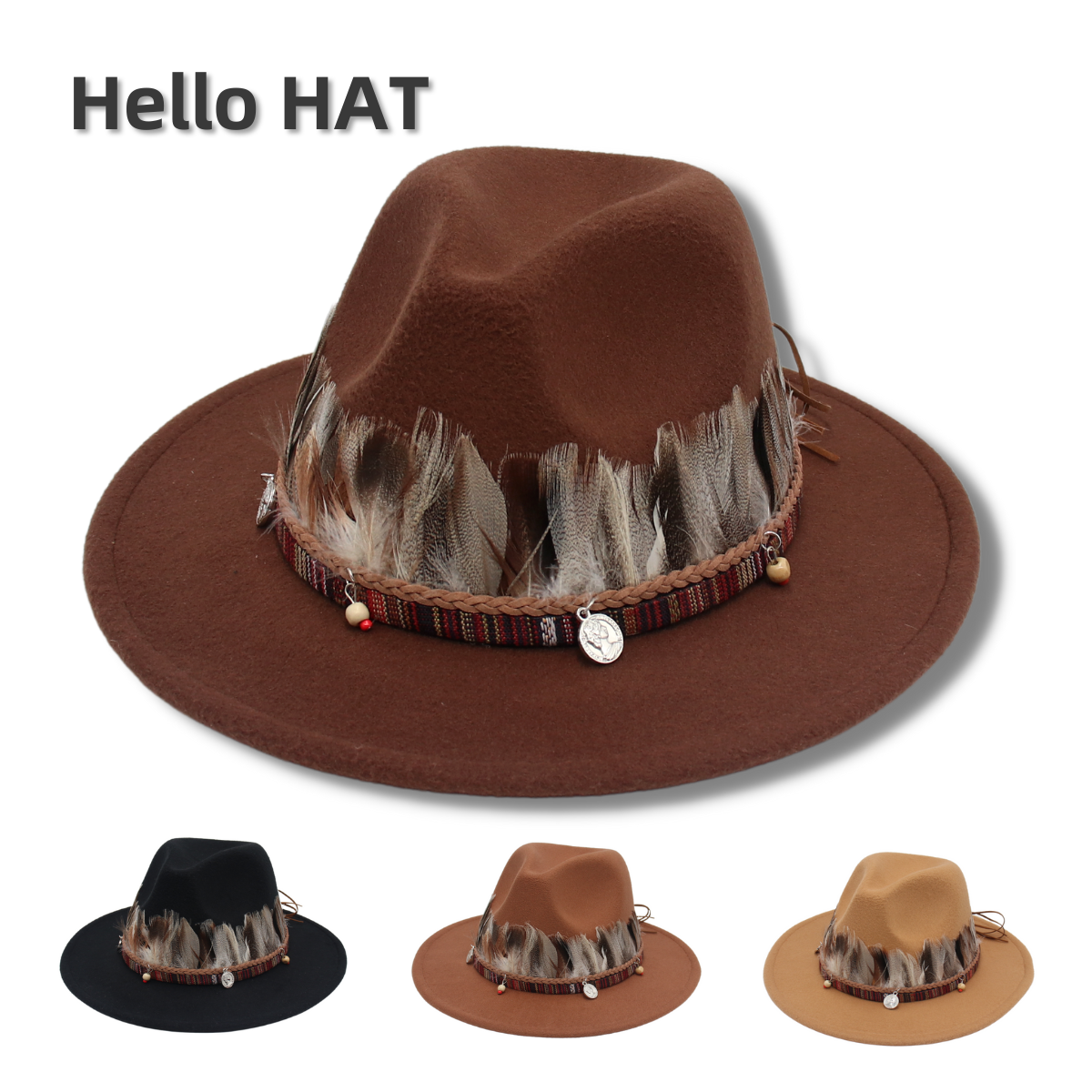 舞台礼帽民族风羽毛装饰锅庄舞