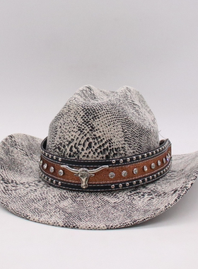 大牛头美风涤纶西部牛仔帽派对礼帽新款少数民族藏式爵士帽