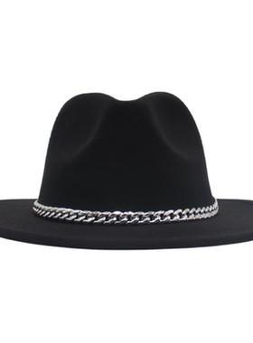 英伦爵士帽男女亚克力大檐礼帽 2023年新款高级感炸街帽子 fedora