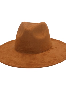 春季新款彩色礼帽子女麂皮绒礼帽男女士情侣大檐帽平边绅士帽