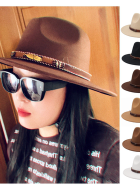 欧美男女英伦外贸帽子民族风藏族宽檐藏式礼帽fedora hat费多拉帽