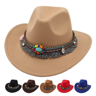 儿童防晒毡帽藏族牛仔帽民族风演出礼帽翘边亲子走秀遮阳帽小头围