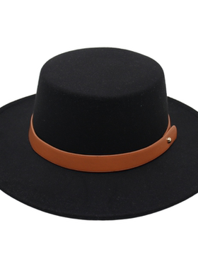 法式礼帽韩式风平顶宽檐爵士帽赫本风婚纱防晒毡帽白色遮阳帽优雅