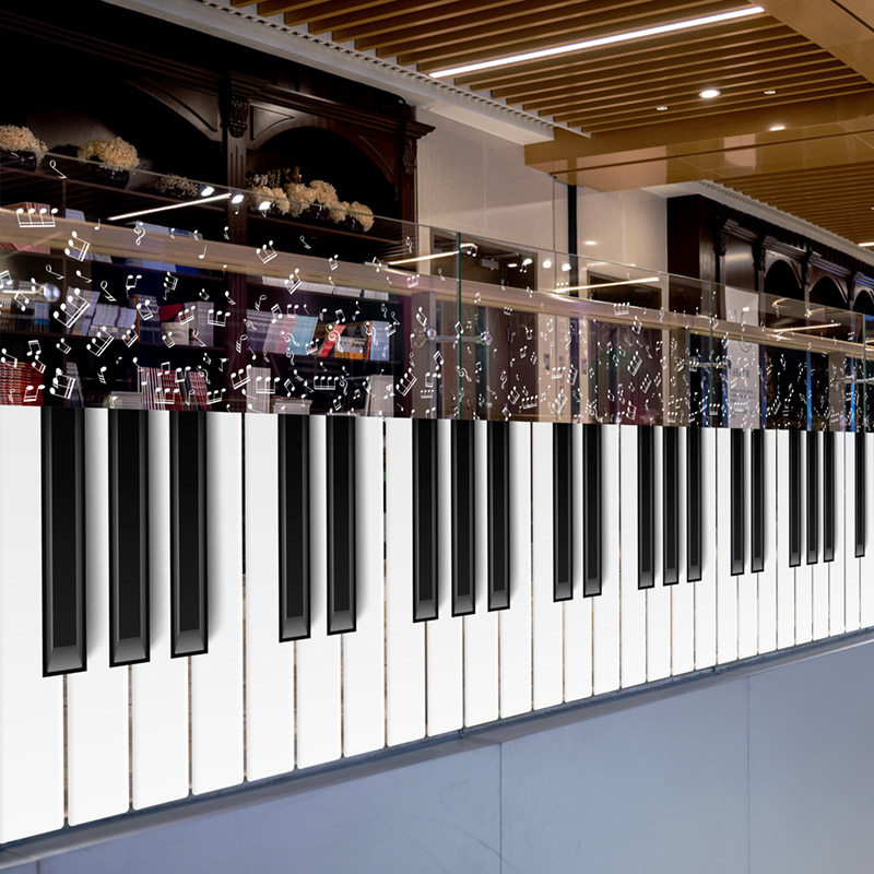 钢琴电子琴音乐培训学校教室布置乐器店橱窗创意音符静电玻璃贴画