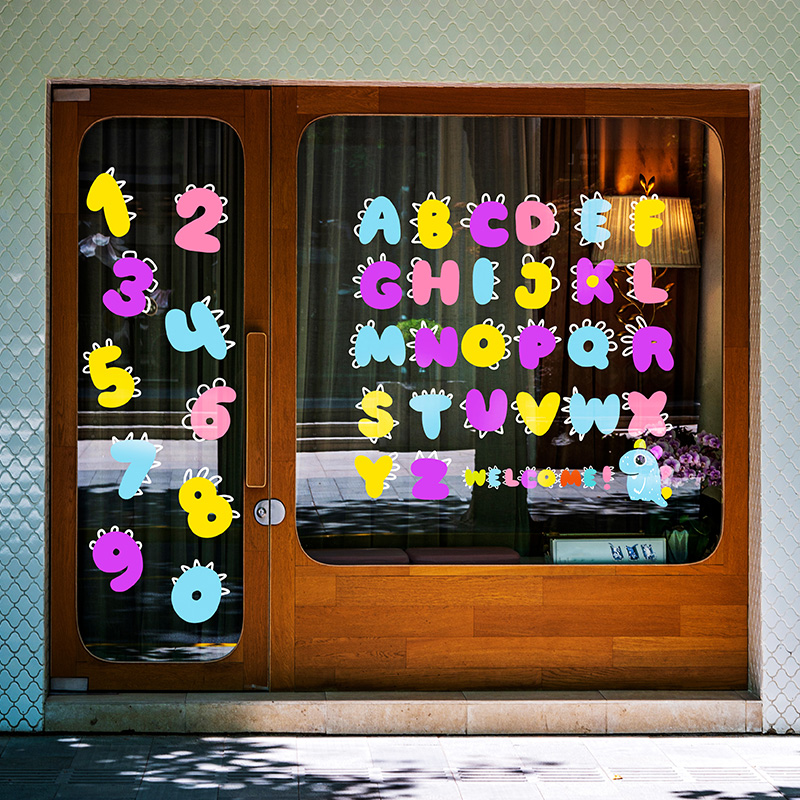 托育早教卡通恐龙字母数字静电贴