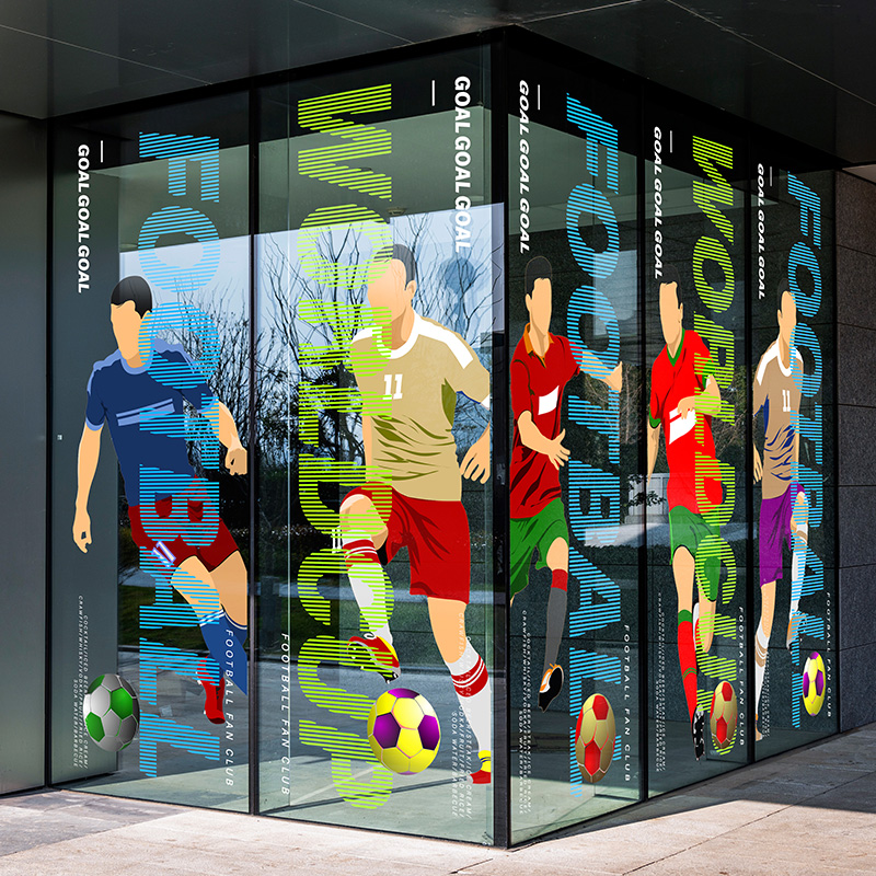 足球酒吧比赛海报玻璃装饰无胶静电贴世界杯球迷体育用品店橱窗贴