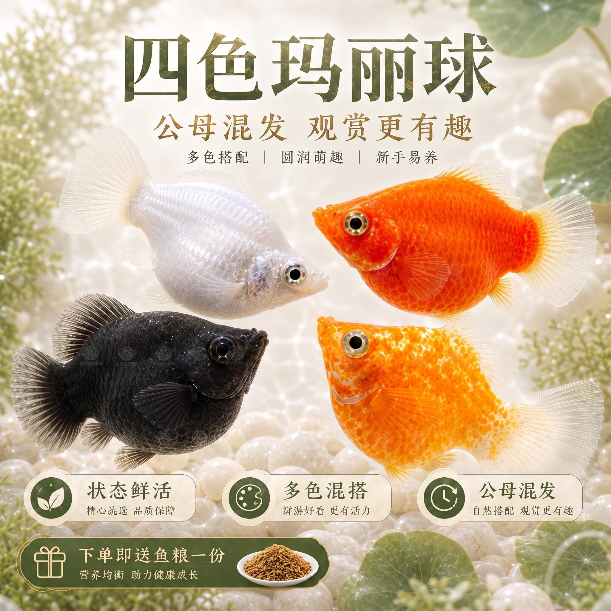 胎生鱼活体玛丽球淡水小鱼易繁殖鱼好养耐活热带观赏鱼新手闯缸鱼