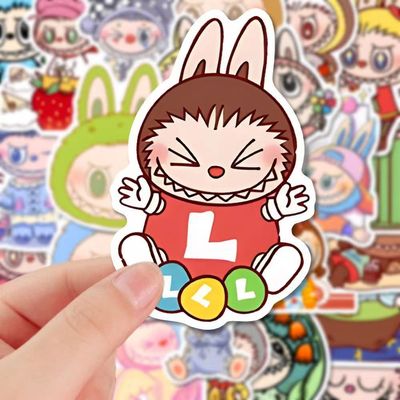 160张Labubu泡泡玛特贴画拉布布卡通装饰小图案diy手机壳贴纸可爱