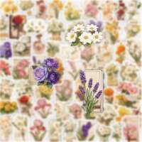 62 self-adhesive, non-sticky PET floral stickers, InS-style artistic and exquisite illustration hand-held account decoration waterproof stickers thumbnail 4