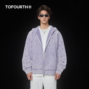 外套帽衫 TOFOURTH卫衣 开衫 水洗磨破做旧设计感男女同款 商场同款