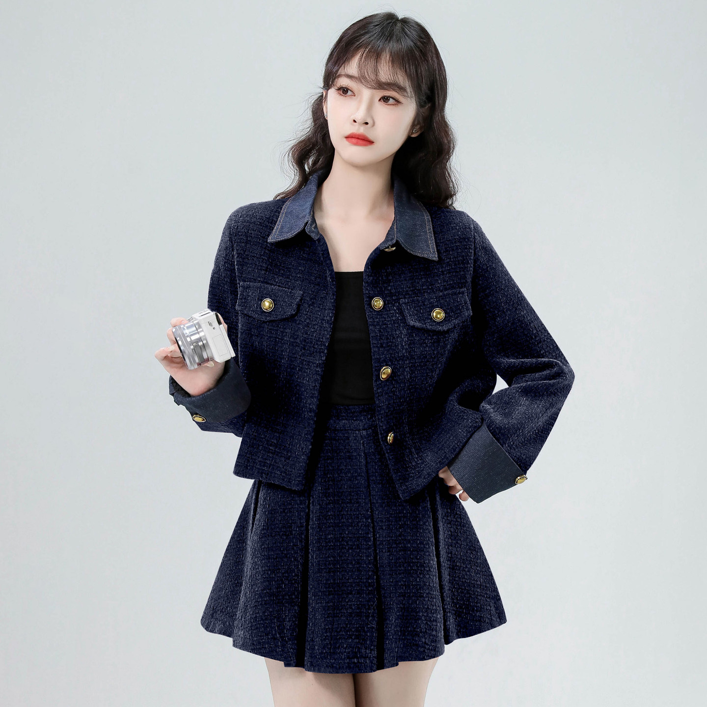 小香风毛呢外套短款套装女冬新款