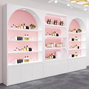 美容院产品展示柜高端大气带灯彩妆柜子护肤品陈列货架化妆品展柜