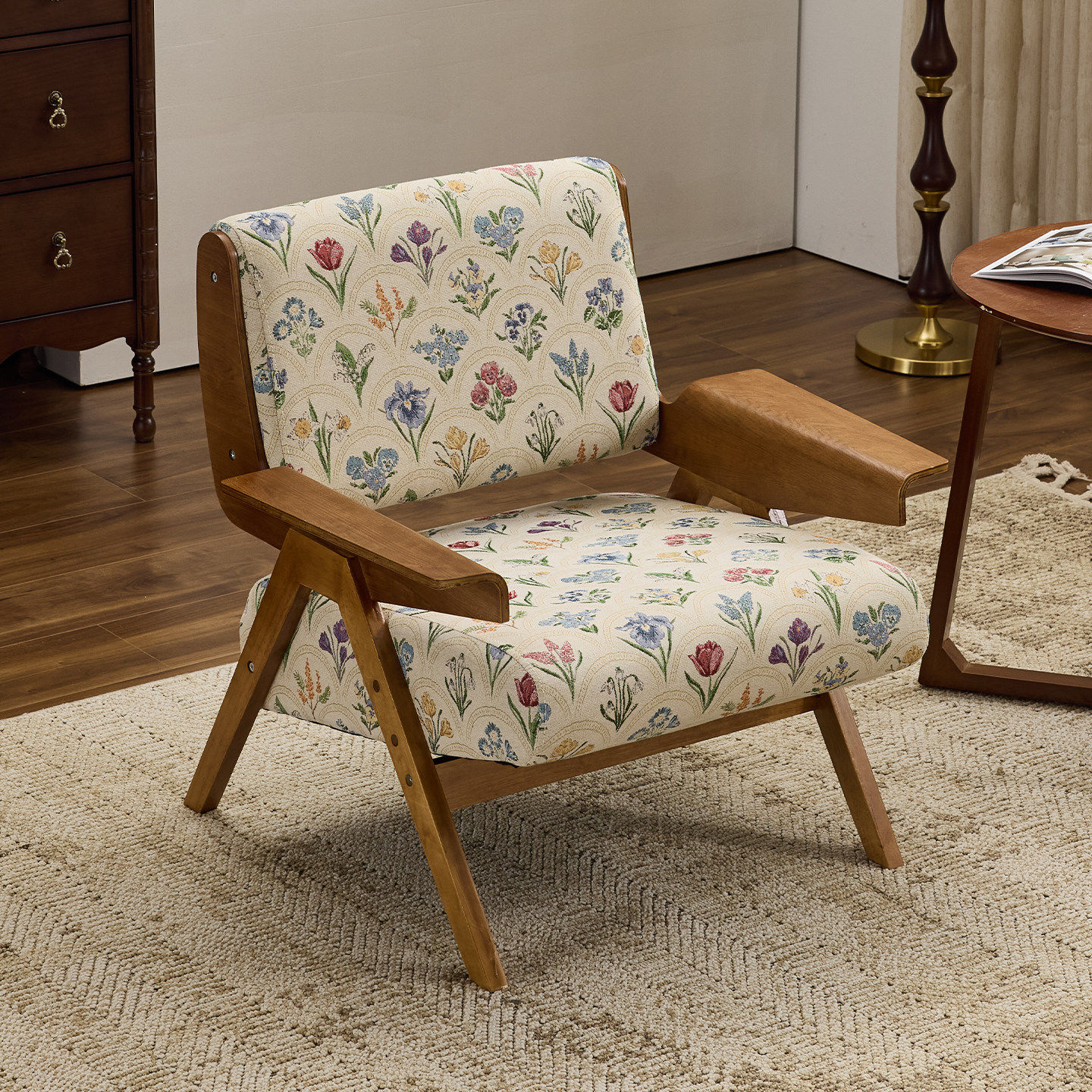 中古风休闲实木沙发组合家用客厅阳台咖啡厅接待桌椅套件单人沙发