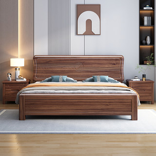 新中式紫金檀木1.5米现代简约1.8米双人床主卧全实木婚床主卧储物