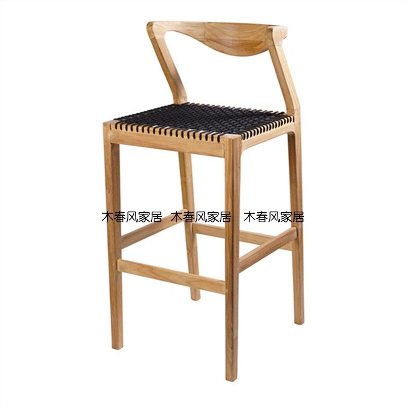 北欧简约实木编绳吧台椅子轻奢靠背扶手酒吧椅白蜡木设计师高脚椅,住宅家具,家用高脚椅,淘宝优惠券,粉丝福利购,淘宝优惠卷