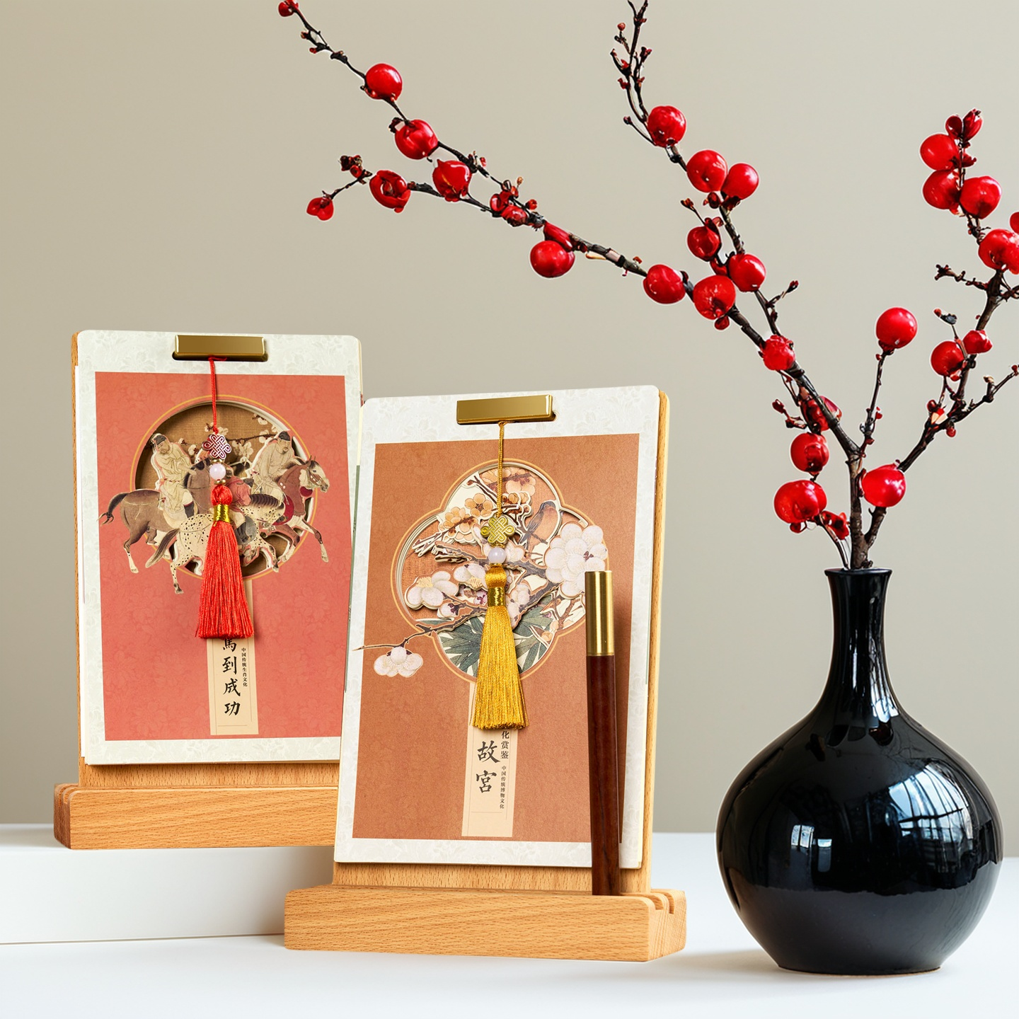 实木台历定制中国风流苏木质创意桌面摆件商务订制公司企业礼品伴手礼品礼盒套装专版印刷月历2026年日历新款