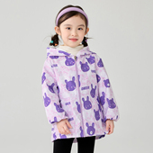 女童秋冬防水罩衣可爱拉链护羽绒服防脏幼儿园吃饭画画外穿反穿衣