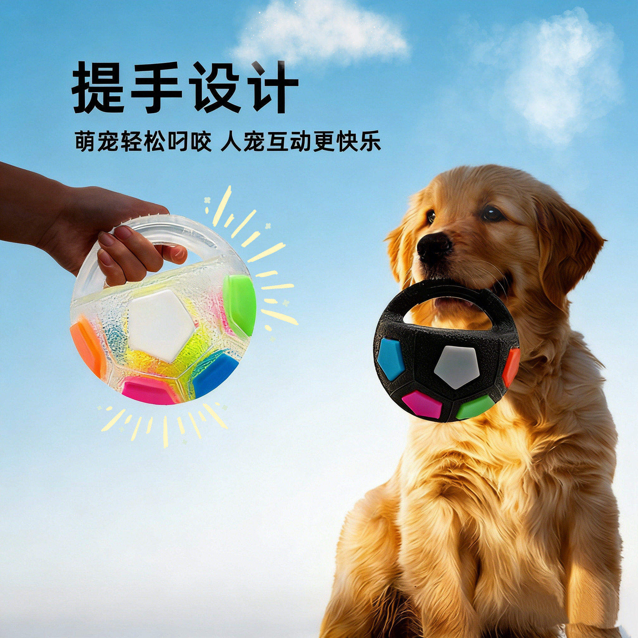 宠物狗狗圆形玩具可手持足球边牧自嗨柯基训练专用互动耐咬