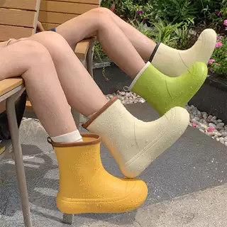 韩版时尚个性网红撞色雨鞋男女夏季户外防滑防水亲子雨靴
