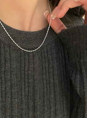 S925纯银橄榄珠项链女意大利工艺叠戴光面锁骨链条时尚百搭裸链潮