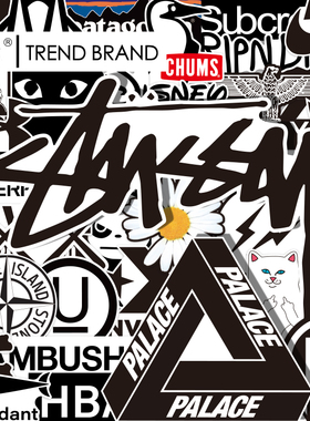 【9.9包邮自选】防水黑色潮流品牌logo个性墙壁旅行滑板电脑贴纸