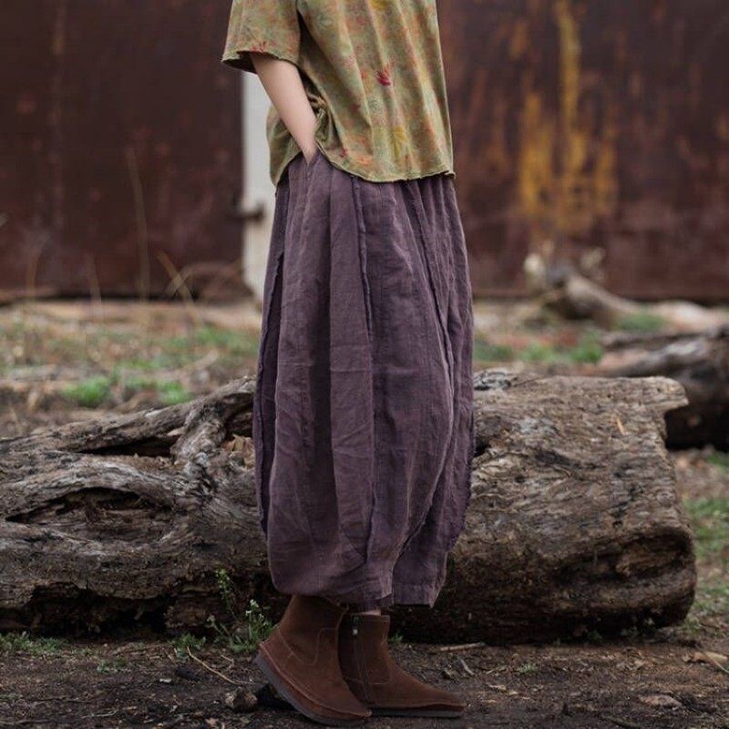 苎麻磨毛做旧九分裤2025年夏季新款拼接休闲短裤棉麻宽松南瓜裤女,女装/女士精品,休闲裤,淘宝优惠券,粉丝福利购,淘宝优惠卷