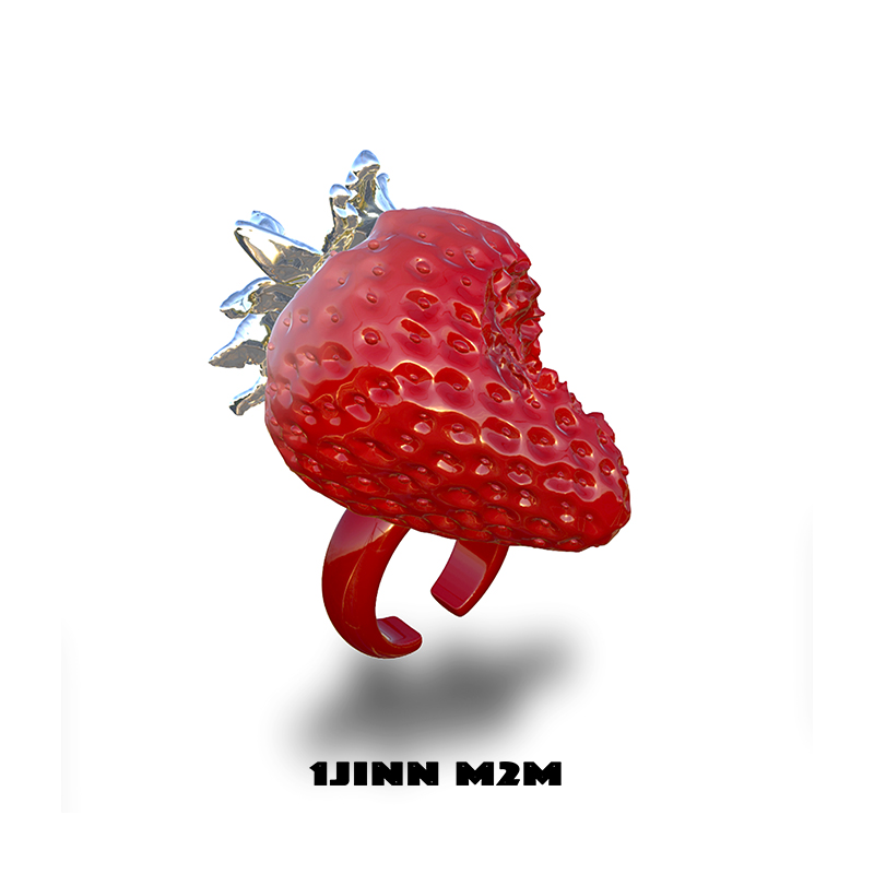 1JINNM2M一口草莓戒指原创