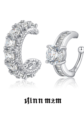 1JINN M2M 鸢尾花满钻组合耳环小众高级感酷帅气质女士耳挂耳饰