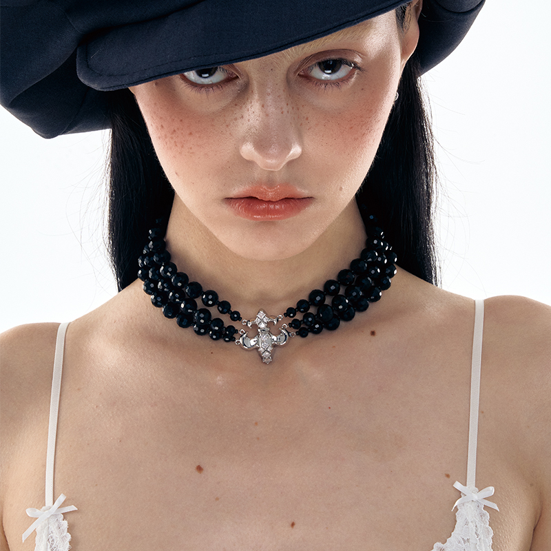 1JINNM2M鸢尾花黑玛瑙choker