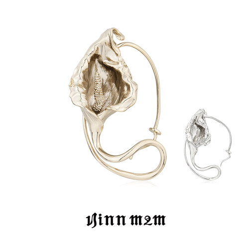 1JINN M2M 复古金属花朵耳挂女小众设计轻奢高级感气质耳饰