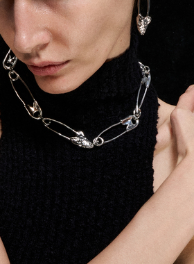 1JINN M2M 原创朋克风回形针鱼骨choker女小众设计感气质颈链