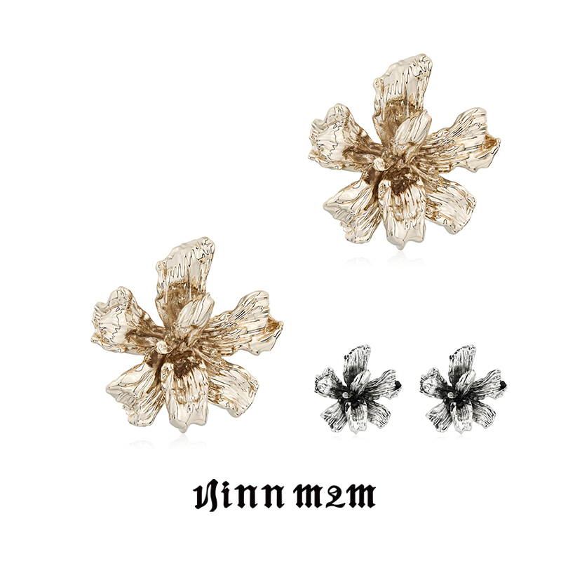 1JINN M2M 度假氛围复古立体花朵耳钉女轻奢小众高级感简约耳饰