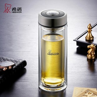 希诺双层玻璃杯男加厚隔热泡茶女士透明水杯商务车载办公家用水杯