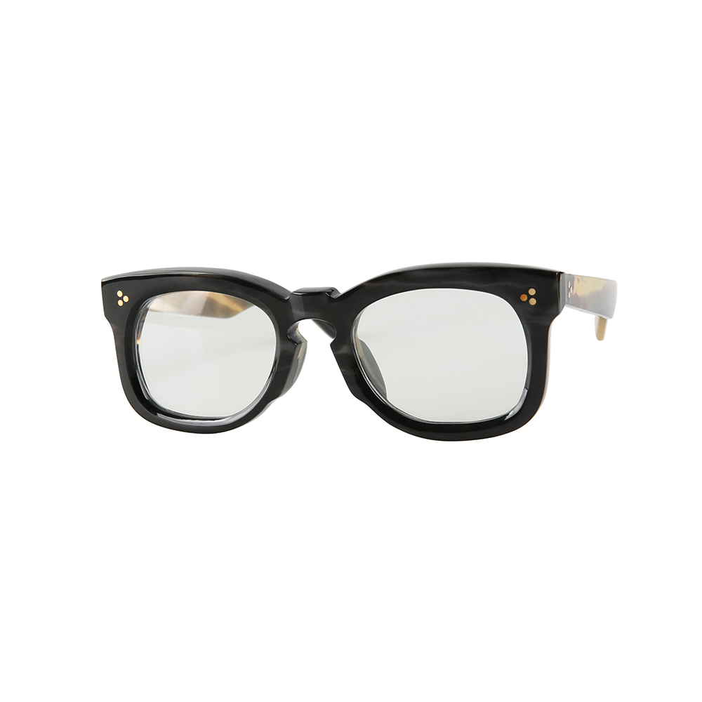 手工厚重牛角框品牌眼镜金色三颗铆钉饰高挺鼻托突鼻梁太阳镜墨镜