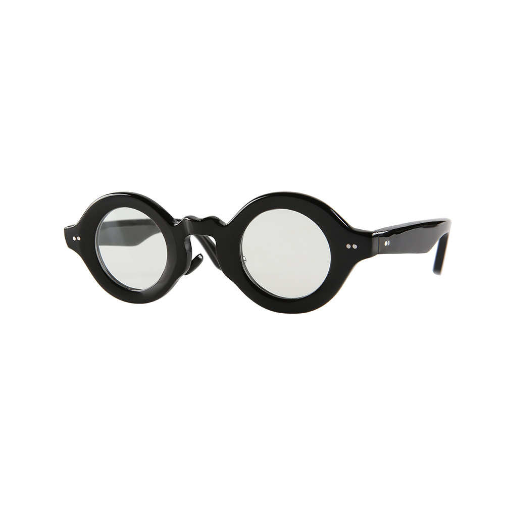 黑色水牛角眼镜架手作日本风两颗铆钉饰可调节鼻托圆形近视眼镜框