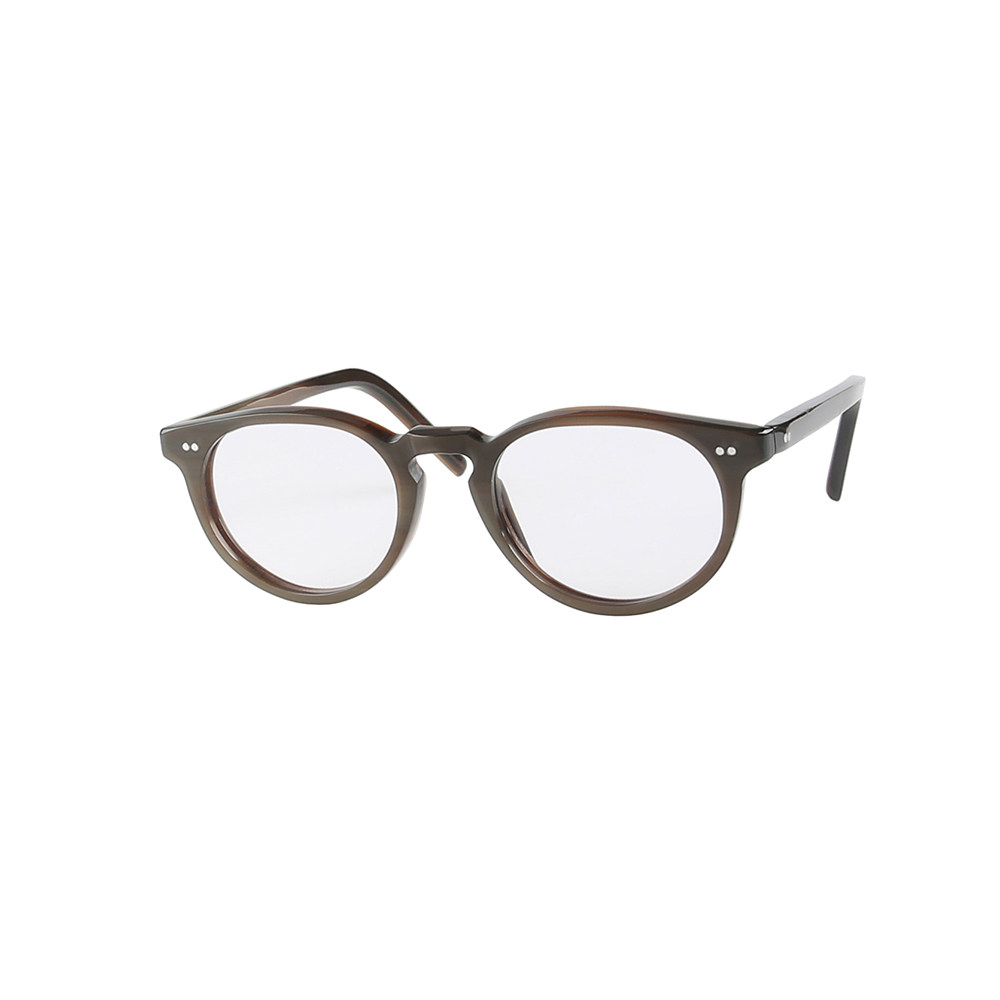 铆钉饰匙状突鼻梁条纹棕印度牛角细边椭圆小框老花近视光学眼镜架