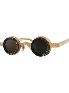 ND9档可调光钓鱼偏光墨镜蜜糖浅色牛角圆框太阳镜驾驶开车专用