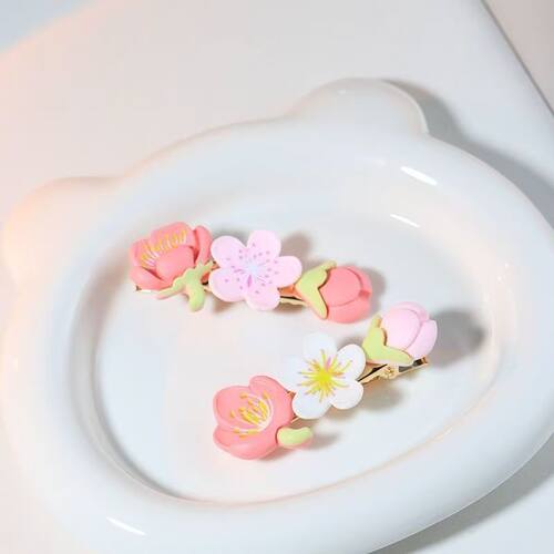 森系樱花发夹8Y可爱甜美刘海夹少女花朵发卡侧边夹头饰汉服发夹