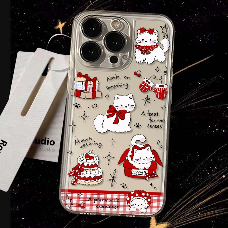 礼物蛋糕猫咪适用16iPhone15promax手机壳小米14oppo华为vivo荣耀100红米k70新情侣苹果13手机可爱卡通12小众