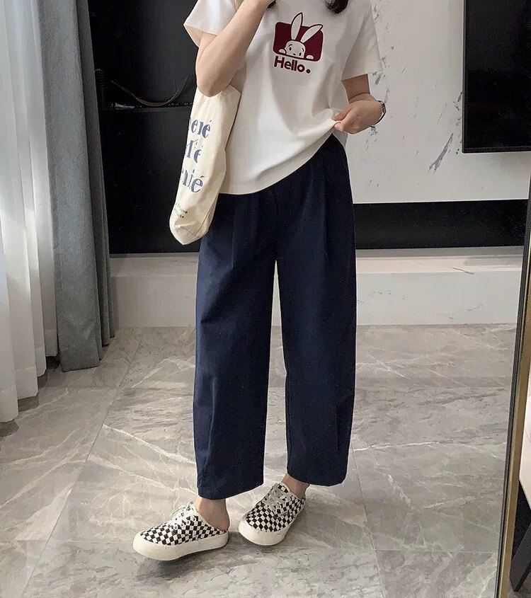 语晴定制女装大码胖妹妹mm纯棉工装阔腿裤春夏宽松显瘦休闲气球裤