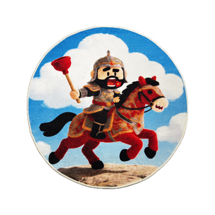 JJUNE原创小众地毯ins卧室床边毯仿羊绒坐垫防滑垫骑马的胡子熊