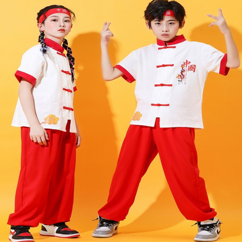 儿童武术练功服少儿功夫训练服中国风运动会演出服男女童太极表演